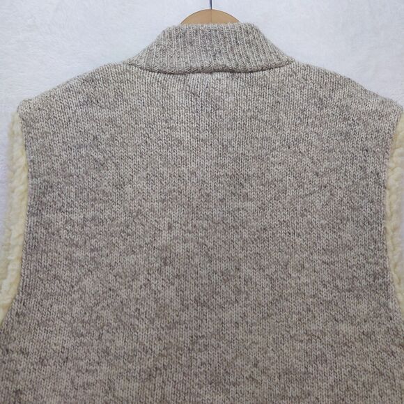 VTG Winona Knit Sweater Vest Men XL Beige Wool Full Zip Thick Heavyweight Sherpa - Picture 9 of 11